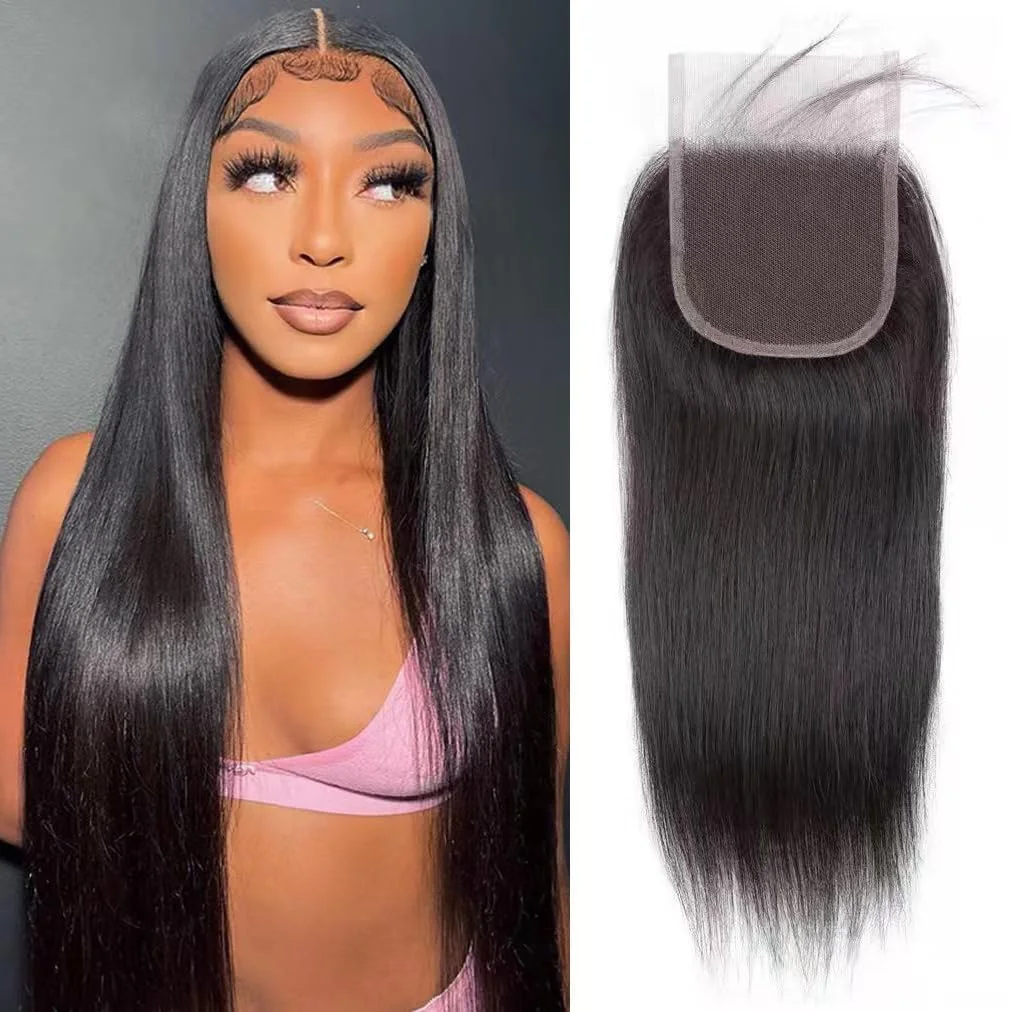 Queenlike Straight  Hair The Longest Length 24 Inch 4x4 Lace Closure Only Pre Plucked Long Full Swiss HD Transparent Lace 100% Remy Human Hair Closure On Sale