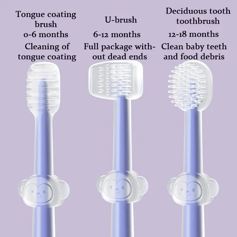 3Pcs Baby Silicone Toothbrush Soft Toothbrush Child Newborn Baby Care Tools Oral Care Toothbrush Training Teeth Brush