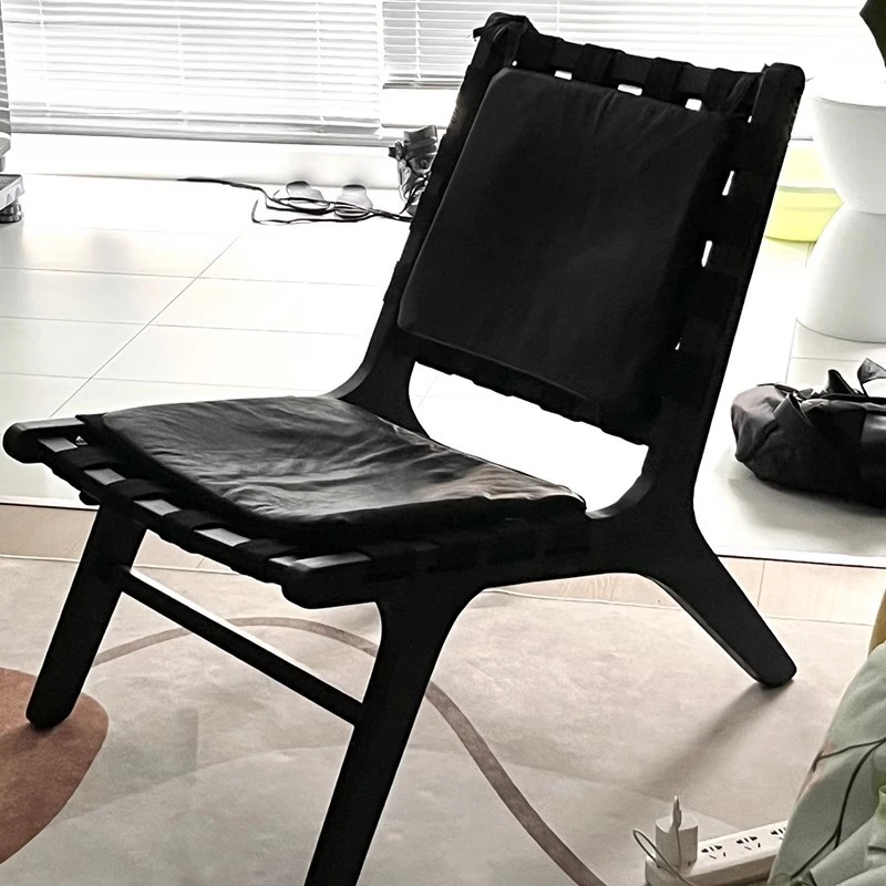 

Country Solid Wood Leather Leisure Chair Single Sofa Chair