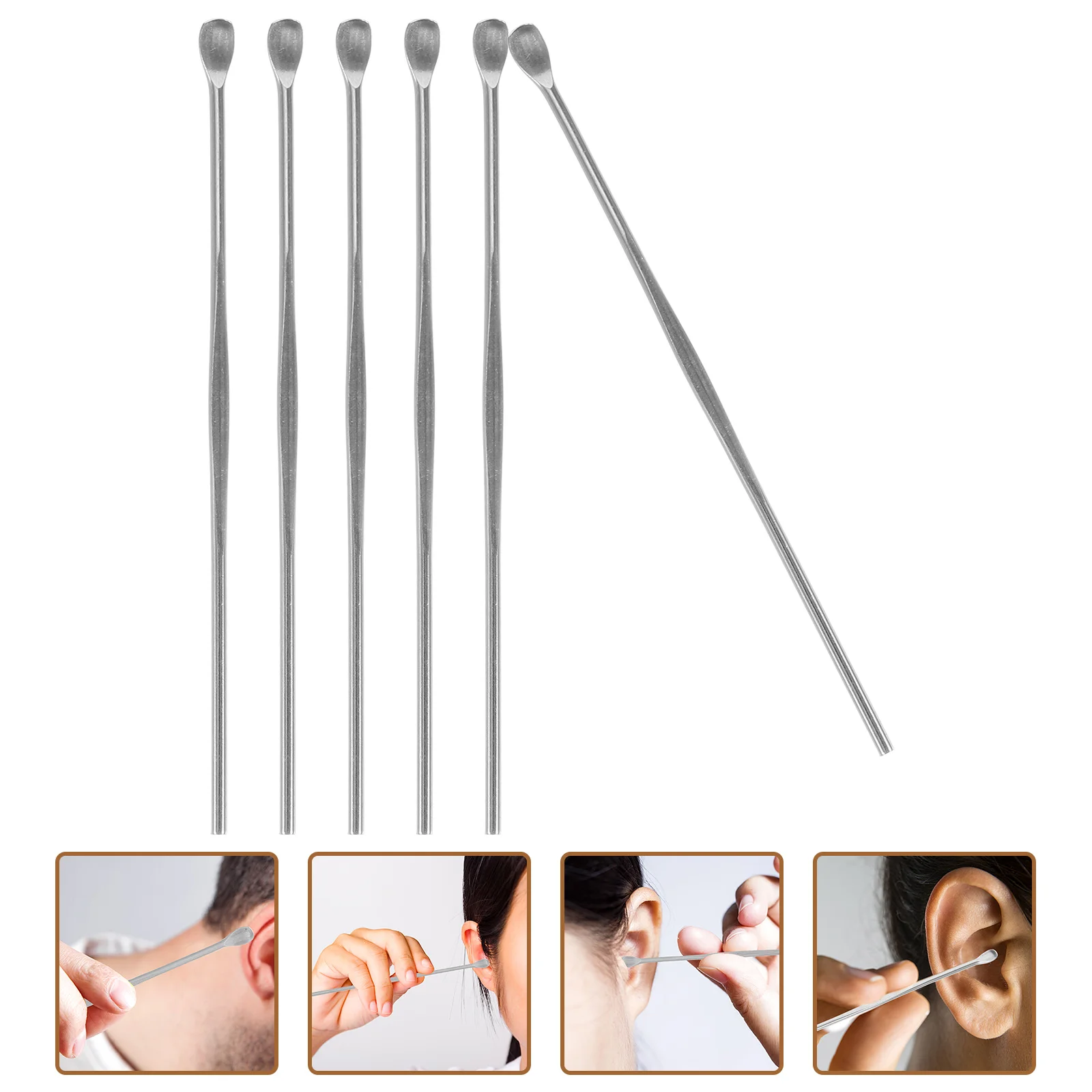 6pcs Stainless Steel Earpicks Curette Ear Cleaner Ear Wax Remove Tool ear curette spoon ear wax remover
