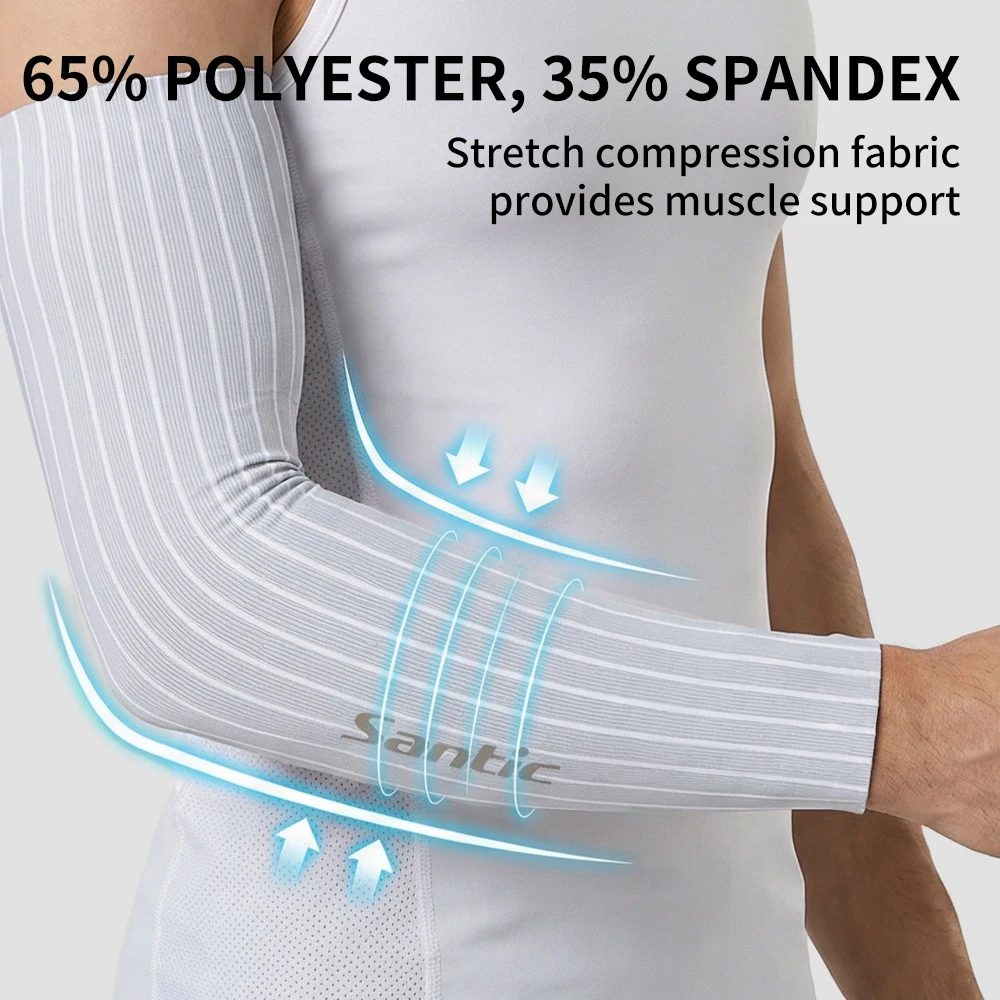 Santic Cycling Arm Sleeves Compression UV Protection Breathable Quick Dry Sports Arm Covers for Men And Women TZ26P231