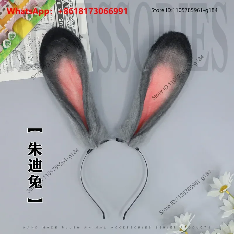 Rabbit Ear Hair Ornament Handmade Simulation Beast Ear Hair Hoop Party Comic Exhibition Plush Headwear