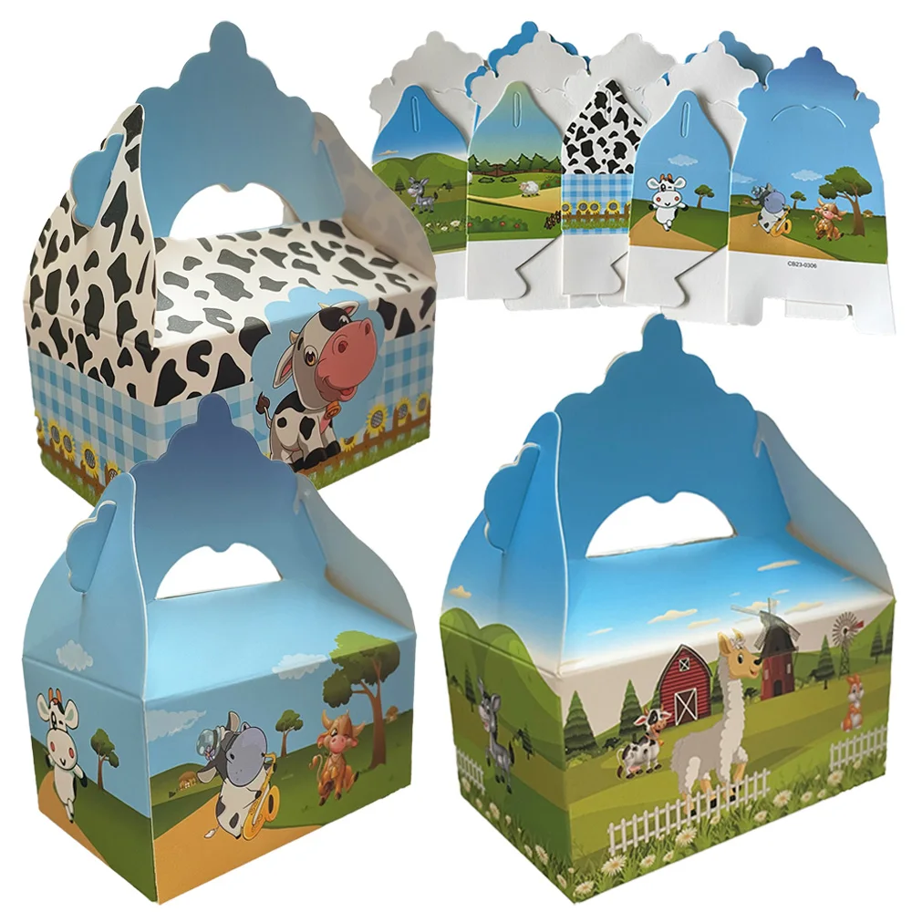 

24 pcs Farm Animals zenon Gift Paper Boxes Treat Candy Goodie Baby Shower Birthday Party Farmhouse Theme Supplies