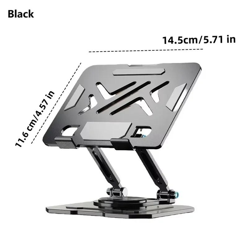 Sturdy 360° Rotation Tablet Stand Adjustable Foldable Notebook Holder Space-saving Durable Desktop Riser for 10-17 Inch Laptops