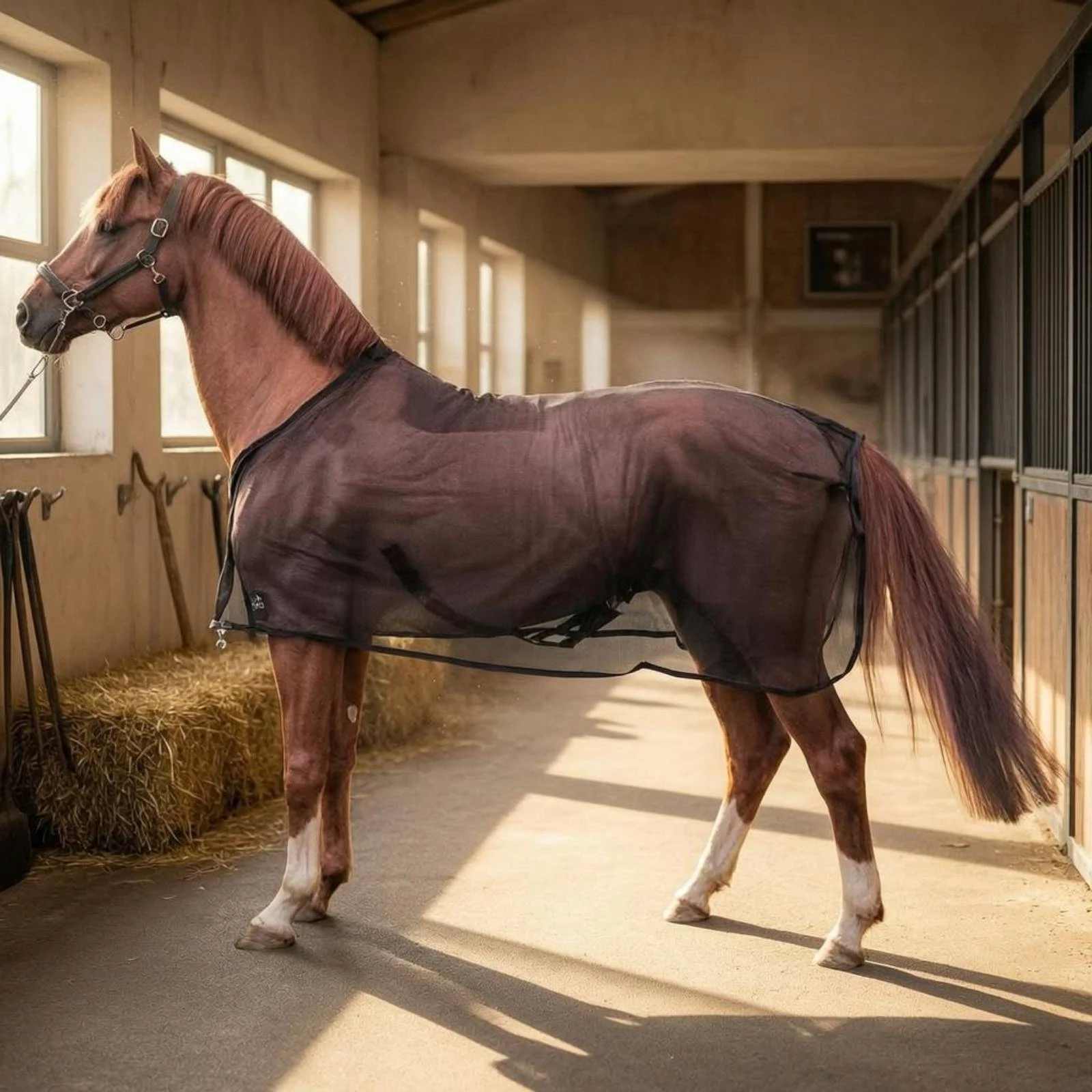 Mesh Horse Blanket Breathable Horse Fly Sheet Equine Cover Adjustable Straps Fitted