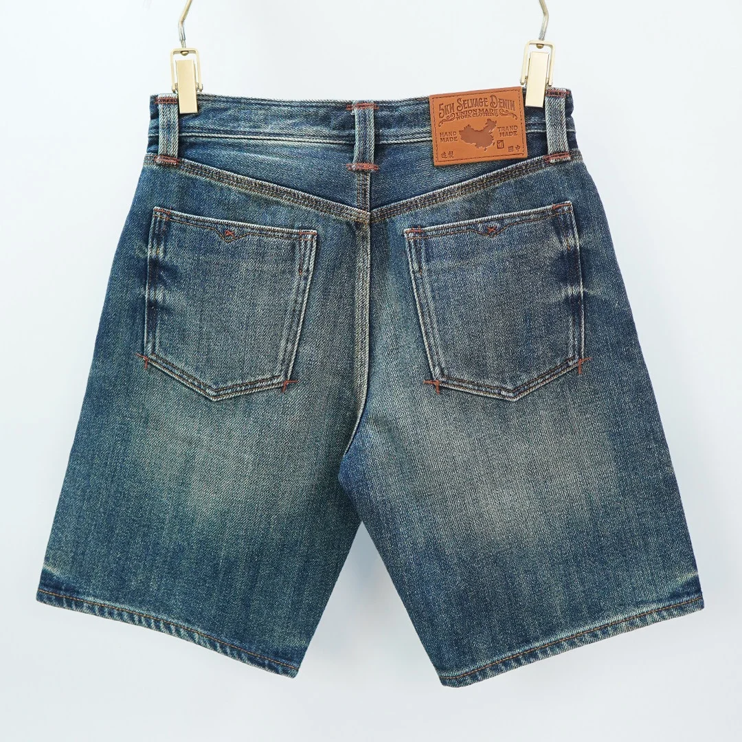 Zimbabwe 100% Cotton 16oz Selvedge Denim Shorts for Men American Vintage Casual Summer Washed 5/10 Length Bermuda Jeans 5KM
