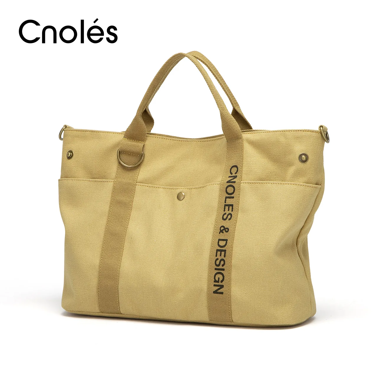 Cnoles-sacola de lona para mulheres, bolsa viajante, vintage, casual, crossbody, lazer, leve, luxo, designer, senhora