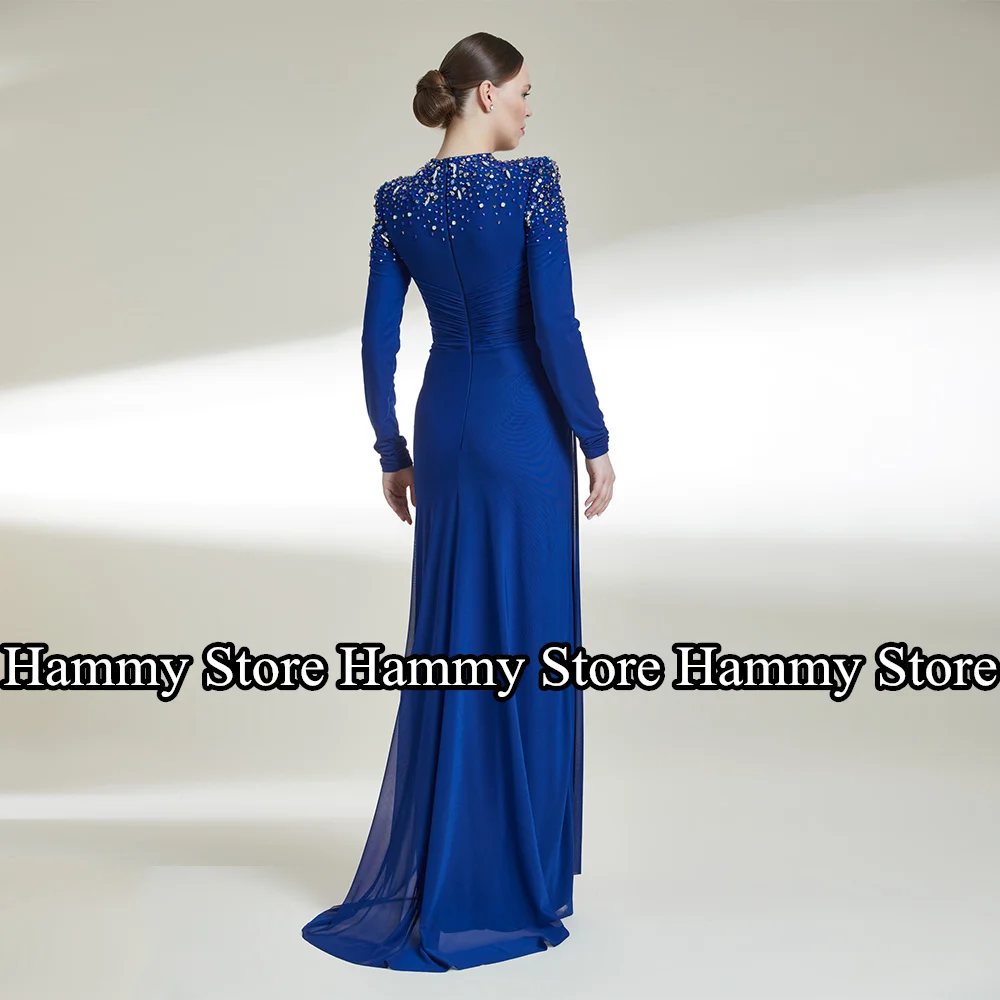 Muslim Evening Dress Islamic Prom Gown Customized Long Sleeves Beading Crystals Vestidos De Fiesta Formal Arab Party Dresses