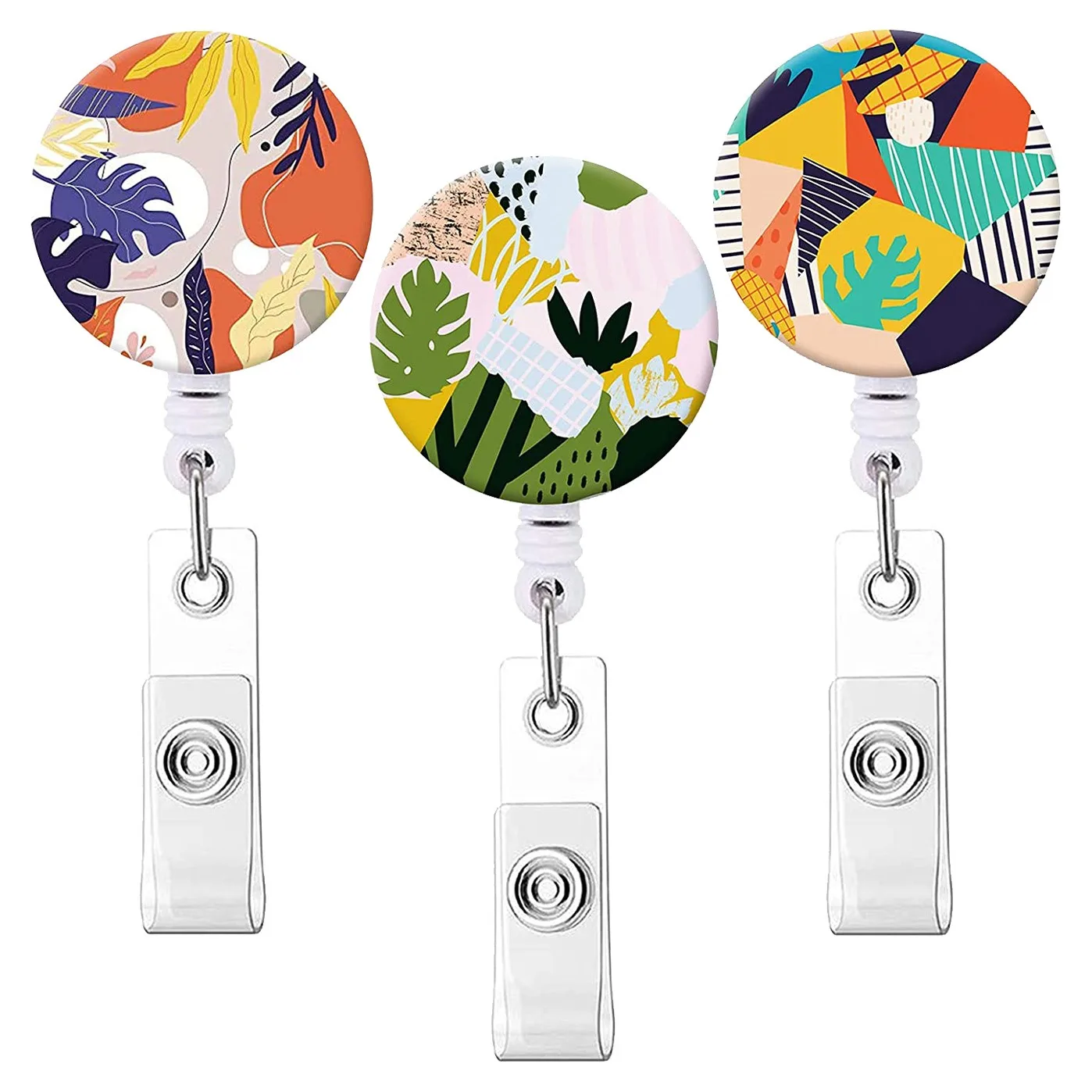 

2024 New Design ABS Retractable Beach Leaves Badge Reel Clip Badge Holder Nurse Doctor Student ID Card Reel Clip Office Supplies