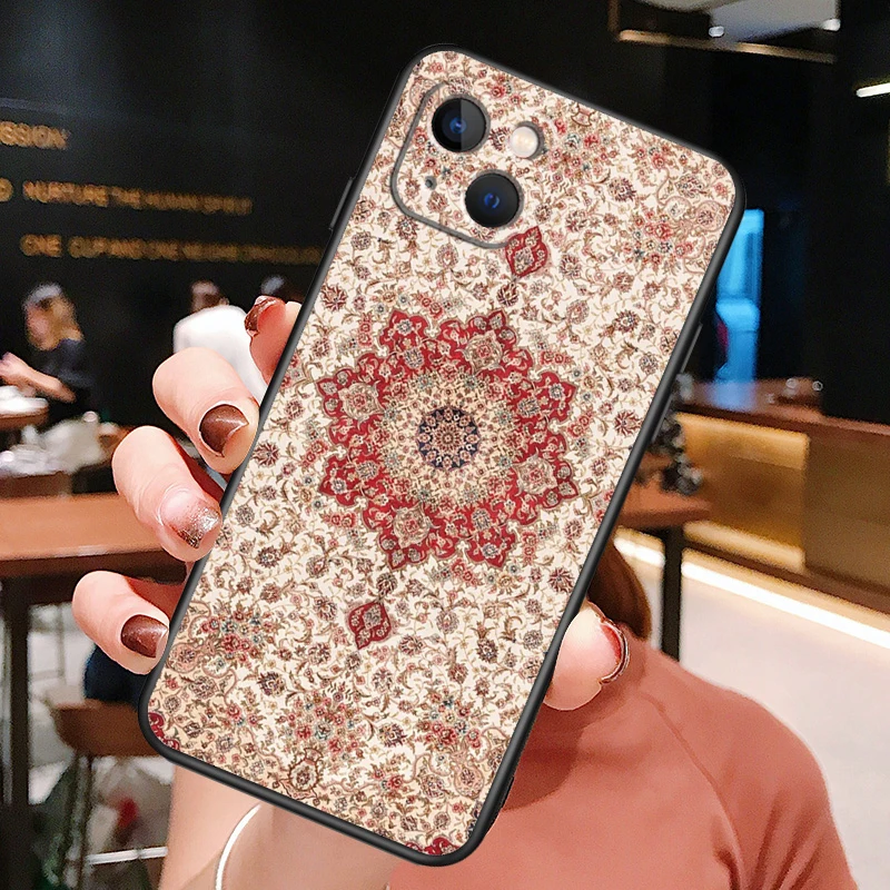 Retro Ethnic Carpets Turkish Rug Case For iPhone 11 12 13 14 15 16 Pro Max Mini X XS XR 14 Plus Protect Cover