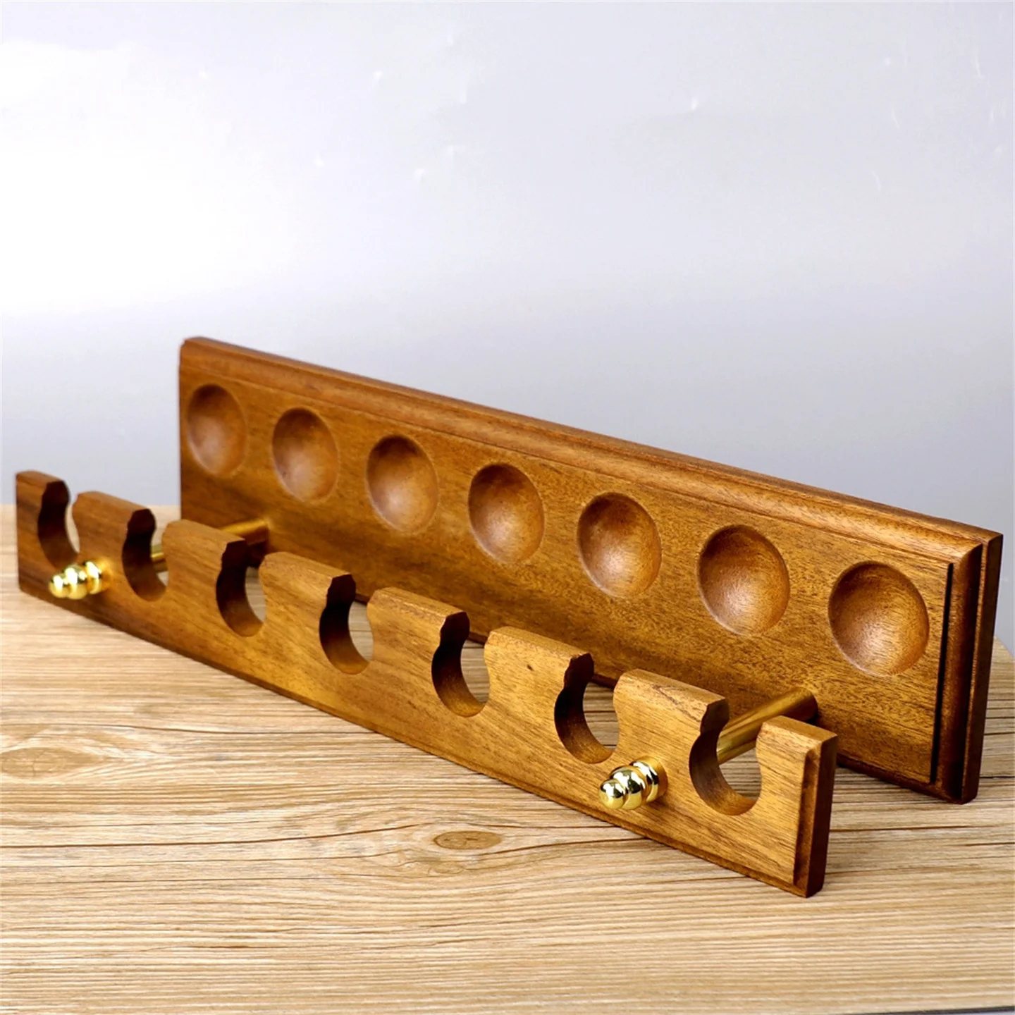 Premium Walnut Wood 7-Pipe Stand, Detachable Pipe Holder, Elegant Display Rack For Tobacco Pipes, Smoking Accessories