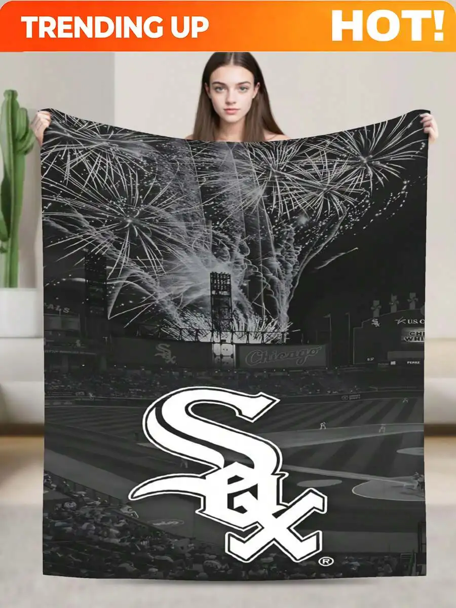Customize Chicago White Merch Sox Throw Blanket Warm Blankets Breathable Air Conditioner Blanket For Car Classic Outdoor Blanket