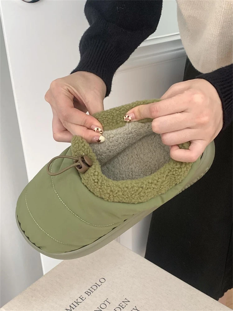 Warm Fce Lined Slip-Resistant Lazy f Slippers Home oes Men's Women's Faion Knot Mouth Winter Couple Cotton Slippers image 4
