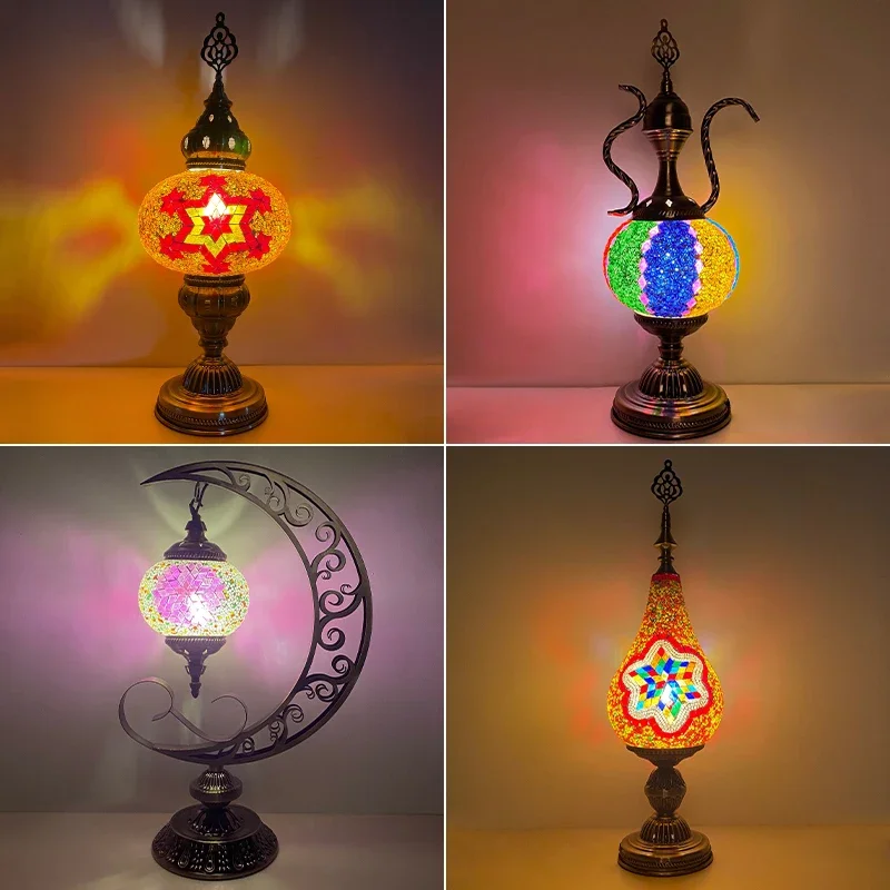 Turkish Features Exotic Romantic Bedroom Living Room Restaurant Hotel B & B Bar Handmade Mosaic Glass Desk Lamp