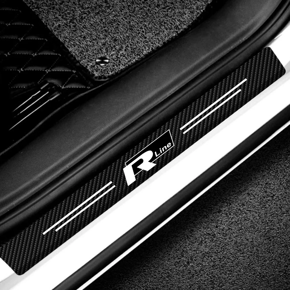 4pcs/set Carbon Fiber Leather Car Door Anti-Scratch Protective Sticker For Volkswage VW R Line R32 Touareg Passat Polo Jetta MK4