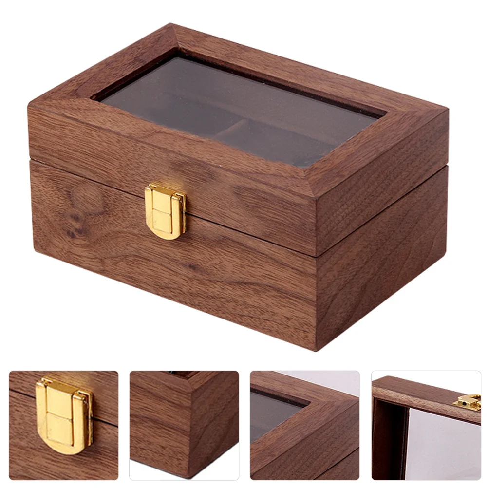 

Wooden Watch Display Box 3 Pieces Walnut Simple Transparent Anti-Drop Lockable Storage Container Jewelry Organizer Eco-Friendly
