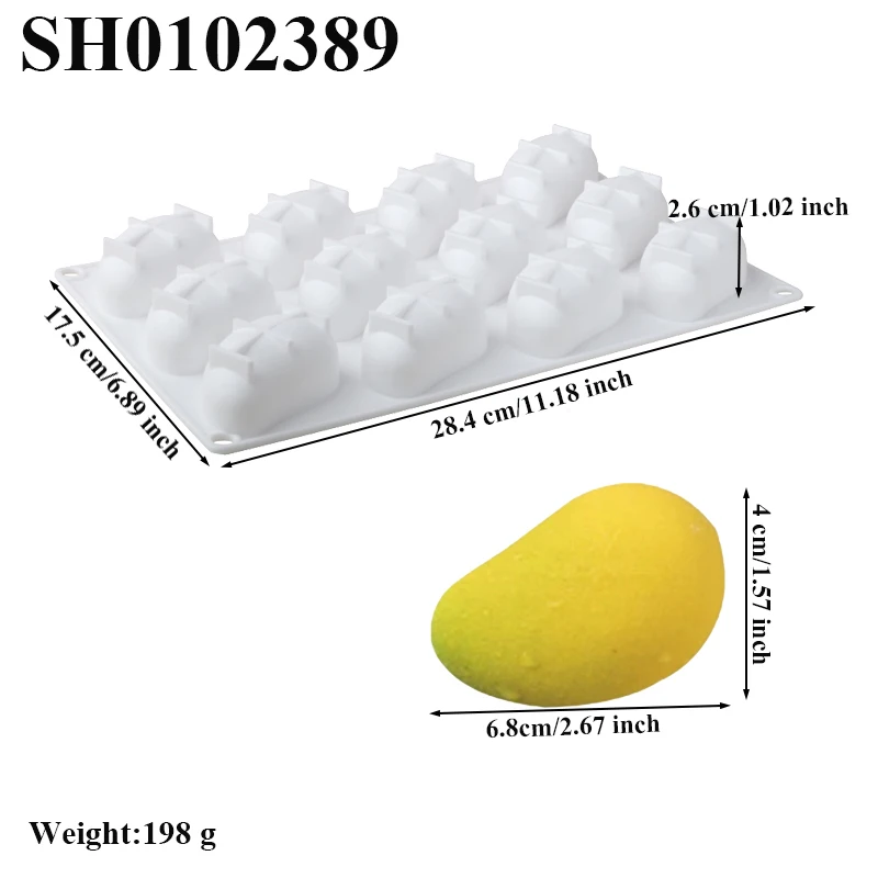 3D Mango Design French Fruit Mousse Moulds Dessert Bakeware Silicone Cake Mold Chocolate Mold Kitchen Baking Tools