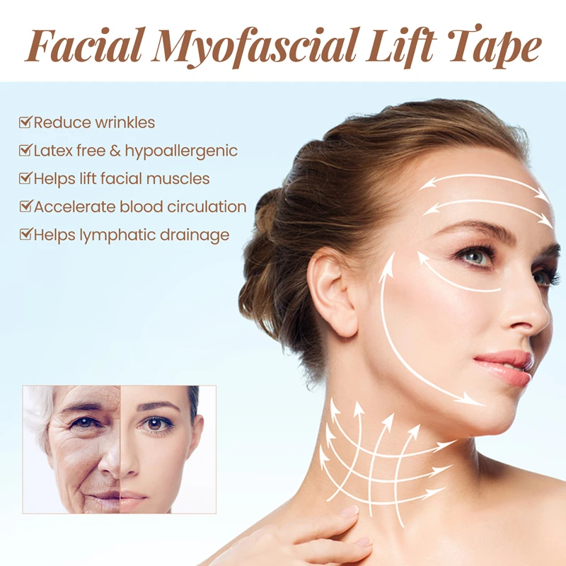 Facial Lift Tape Face Lift Tape Neck Toning Belts Anti Wrinkle Patches Anti Freeze Stickers for Firm Tighten Skin Face Lift Tape