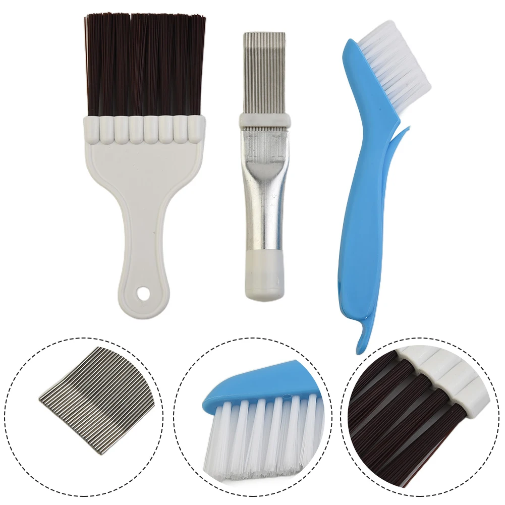 Condenser Fin Comb+Brush Set Radiator Fin Stainless Steel 3Pcs/Set Accessories Accessory Cleaning Brush Comb High Quality