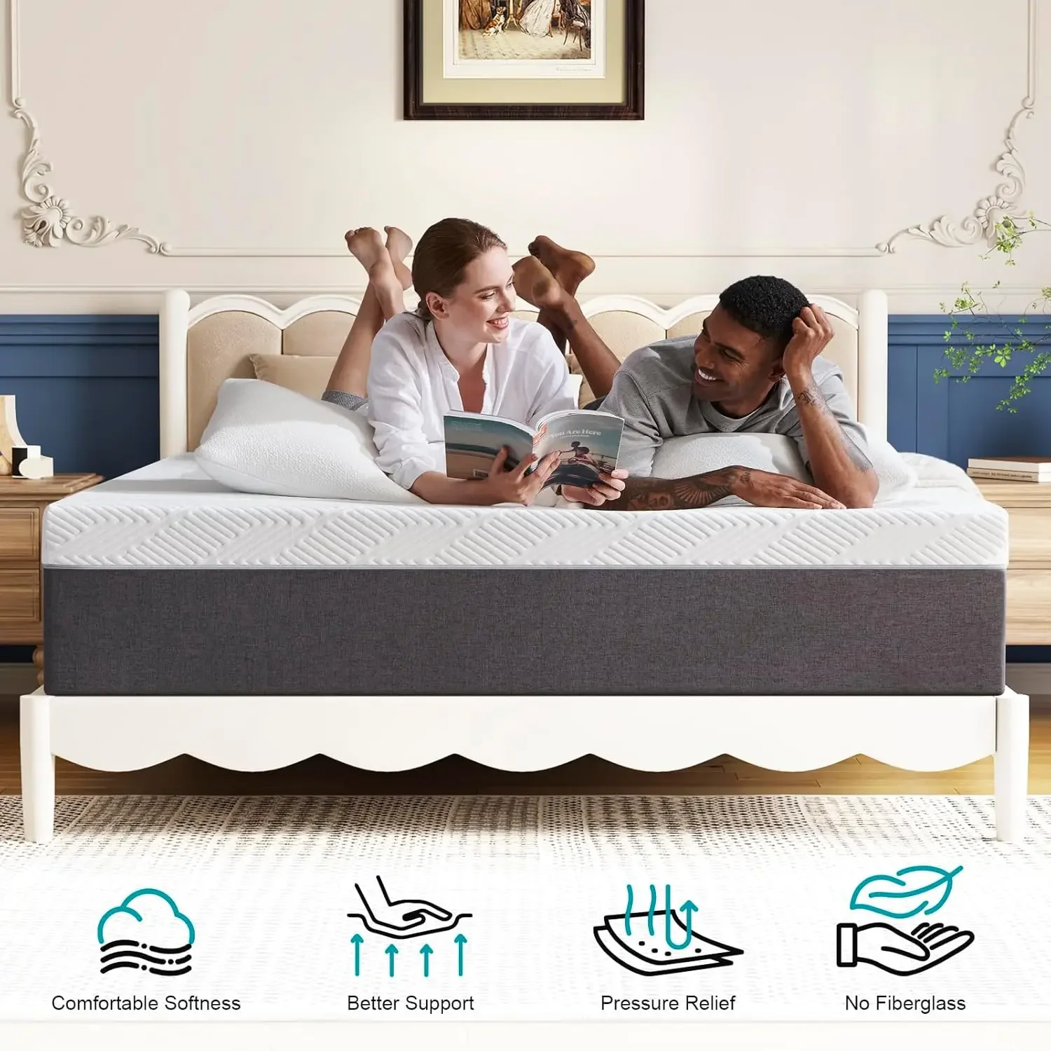 Memory Foam Queen Size Mattress in a Box of Foams and Fabric for Cooling Pressure Relief Sleep, 80