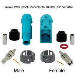 1pc Fakra Z Male Female Waterproof Connector Universal WaterBlue Color for Car RG316 RG174 Cable