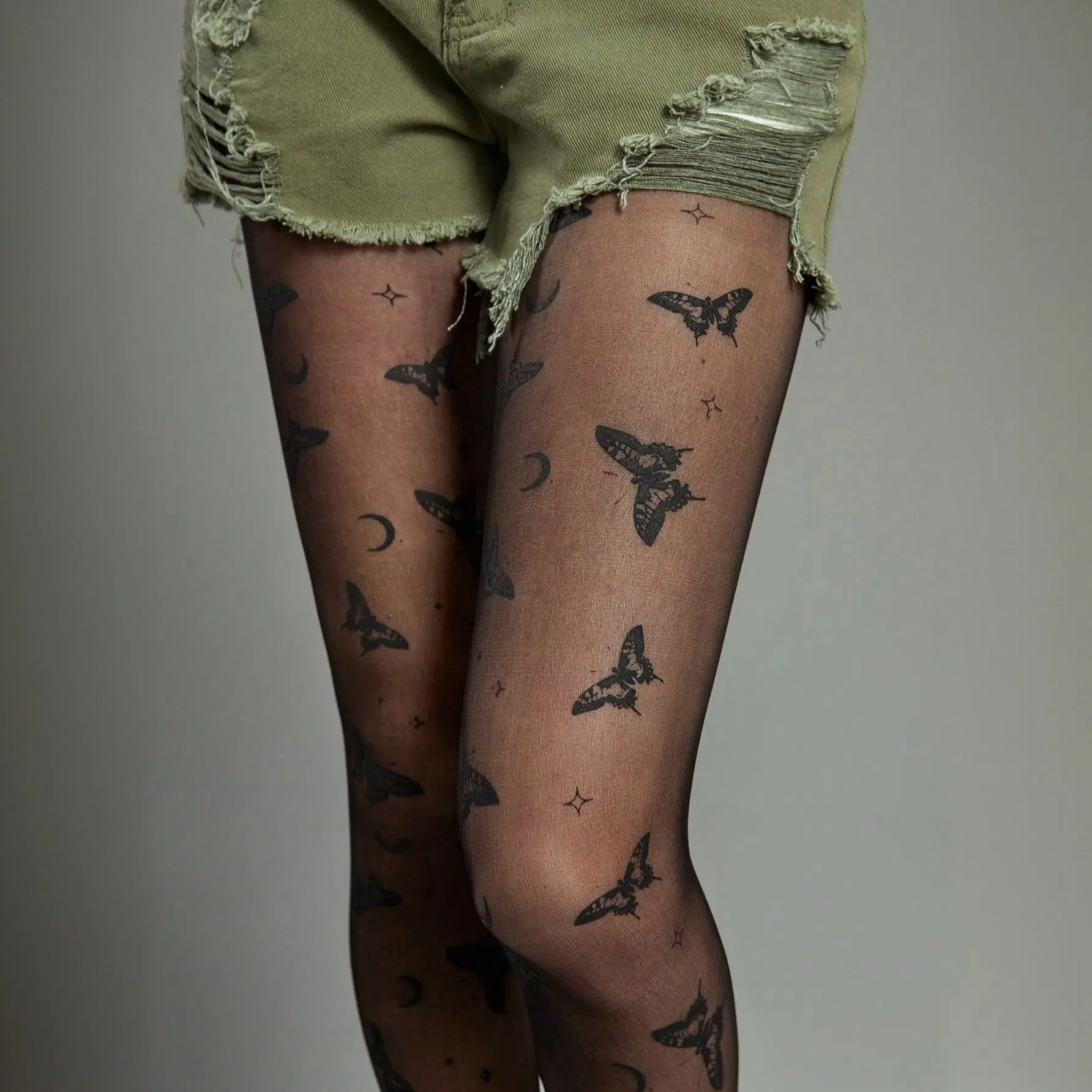 Fashion Simple Butterfly Print Women's Pantyhose Summer Sexy Black Thin Hottie Lolita Snake Pattern Nylon Tights