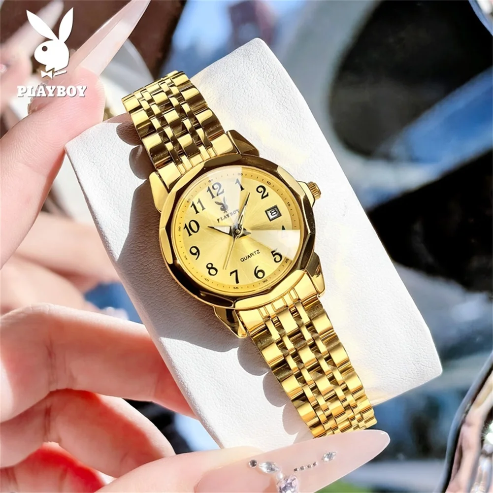 

PLAYBOY 3532 Luxury Brand Women's Watch Solid Stainless steel Strap Waterproof Quartz Watches