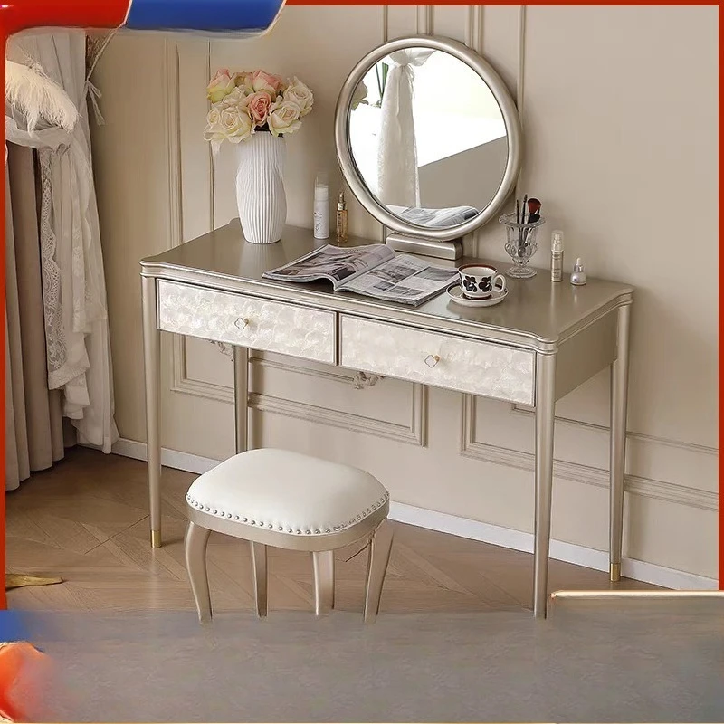 

French solid wood dressing table light luxury modern simple bedroom dressing table storage cabinet integrated high-end makeup
