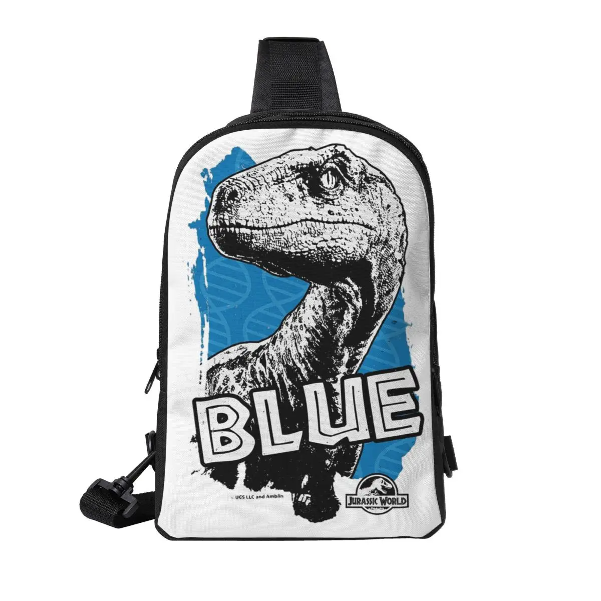 

Jurassic World - Blue Fan Art Graphic 2 Chest Bag Men Sling Crossbody Backpack Chest Bag Traveling Hiking Daypack Shoulder Bag