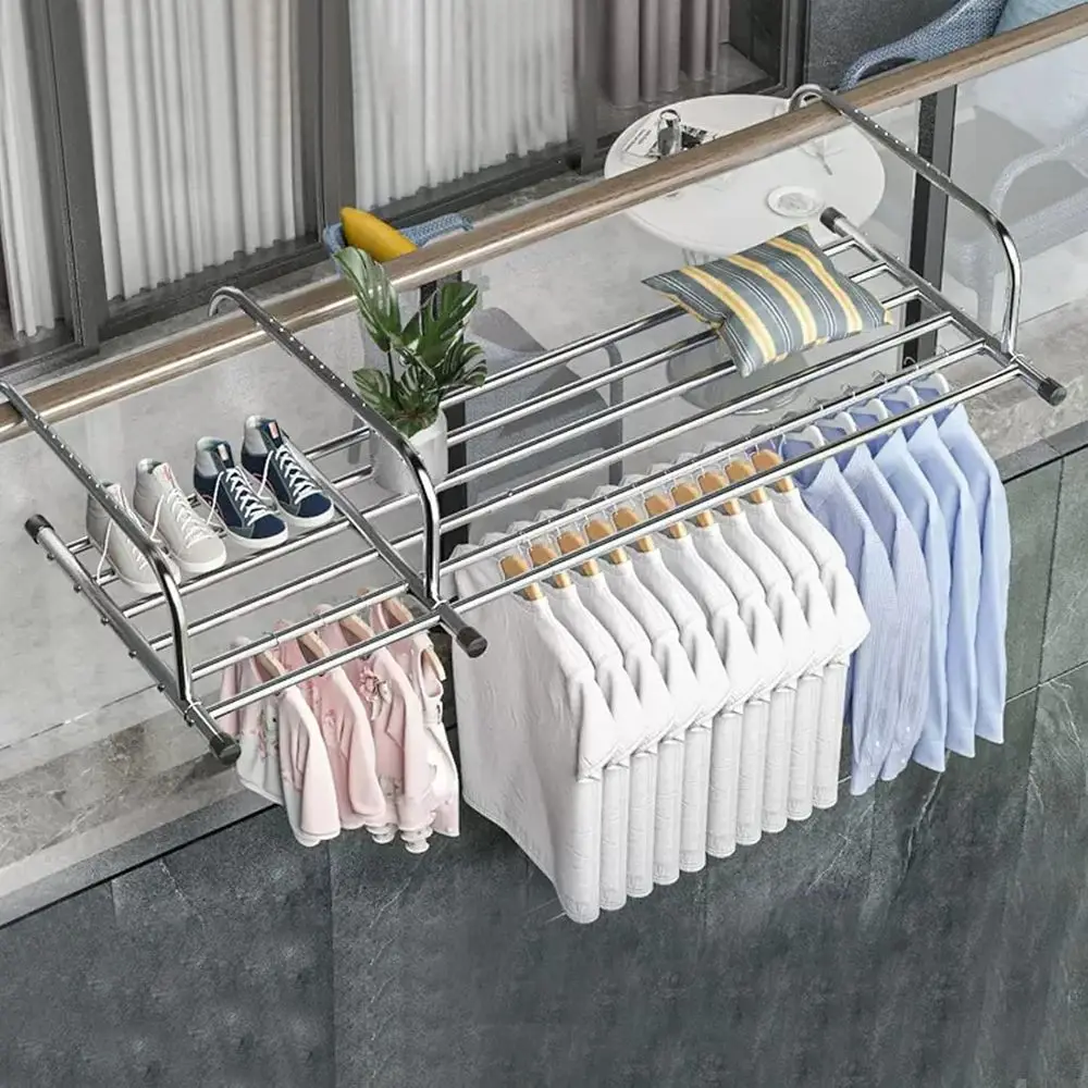 

Портативная сушилка для одежды из нержавеющей стали — складная, настенная для использования в помещении и на открытом воздухе, компактная, идеально подходит для одежды и