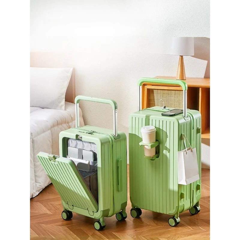 

Multifunctional front open suitcase women's lightweight new wide trolley suitcase large capacity universal wheel suitcase