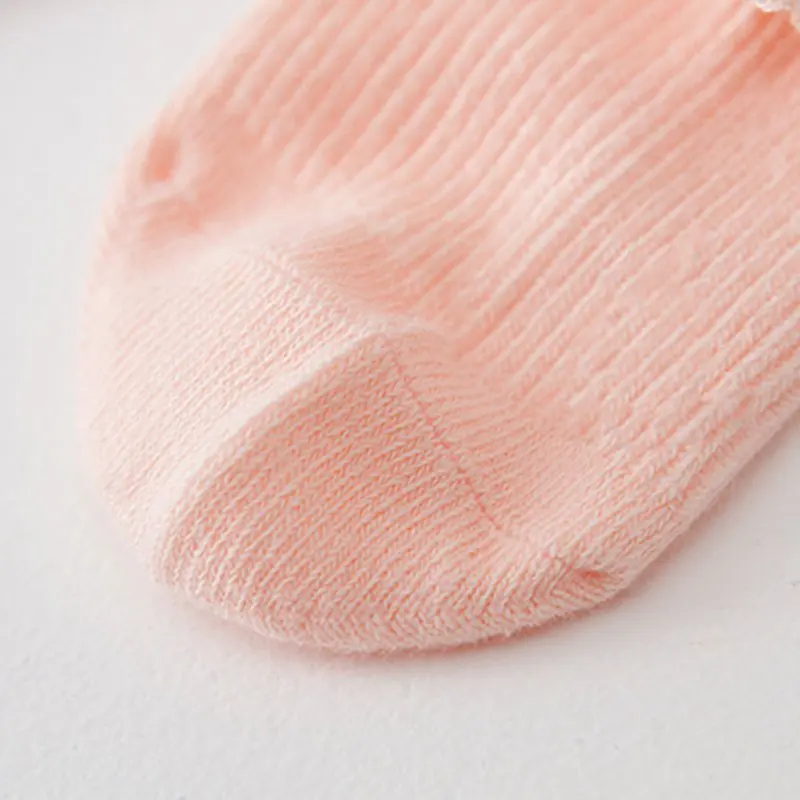 Newborn Baby Girls Socks Non-Slip Autumn Spring Cotton Lace Socks Solid Color Infant Baby Footwear Sock