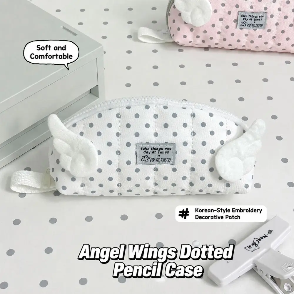 Polka Dot Print Pencil Case Shell Shape Large Capacity Pencil Pouch Portable Multi-Layer Divided Stationery Pouch Women Girls
