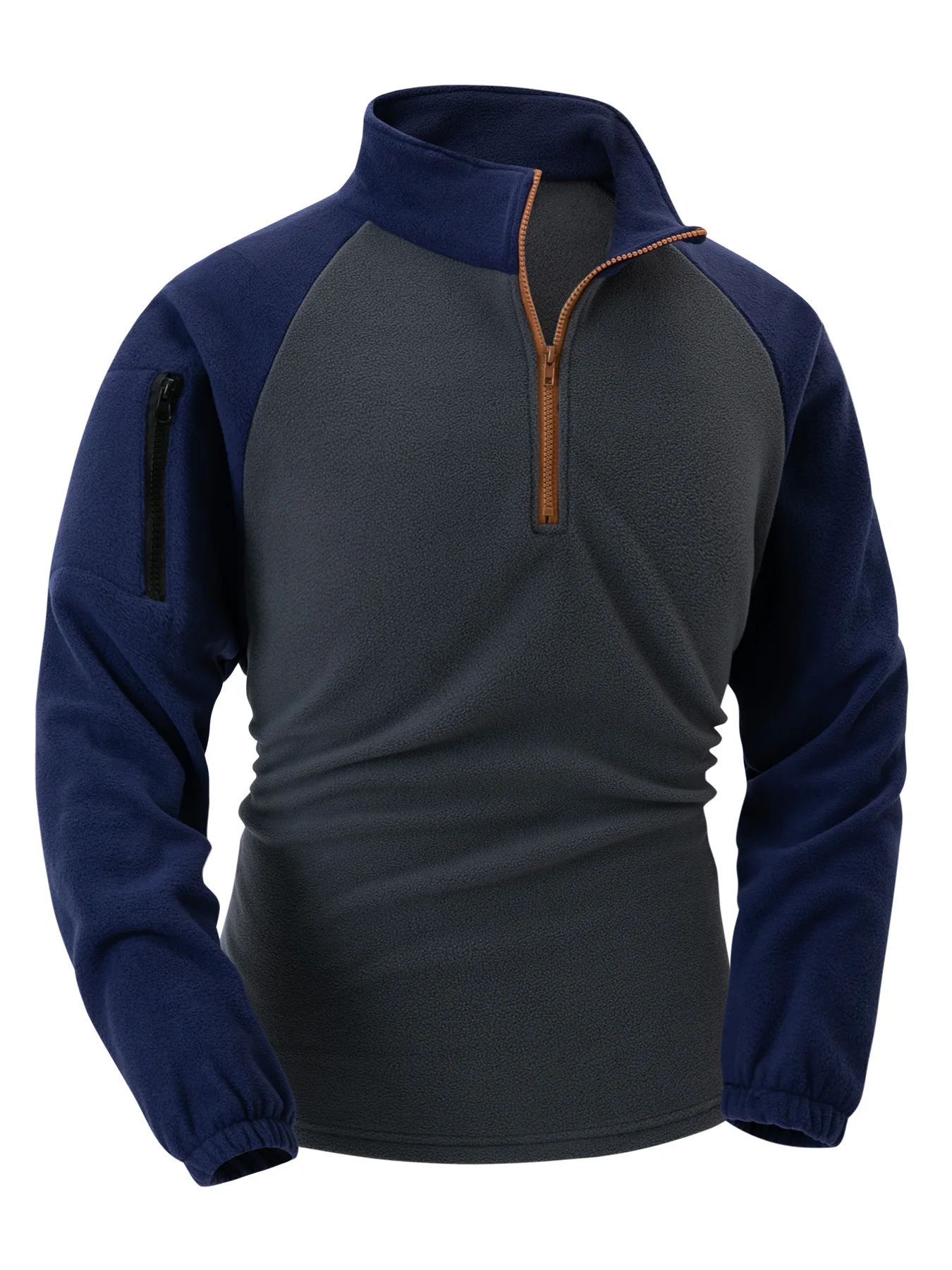 Autumn/Winter Men's Outdoor splicing Leisure Zipper Stand up Neck Loose Sports Trend Top