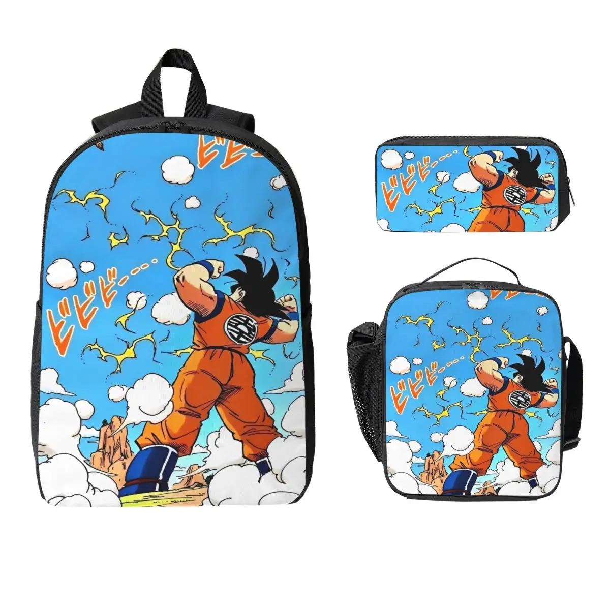 

3Pcs DragonBallZ Accessories Backpack Set for Girls Boys Pencil Boxes Bookbag Sets with Lunch Box For School Students Knapsack