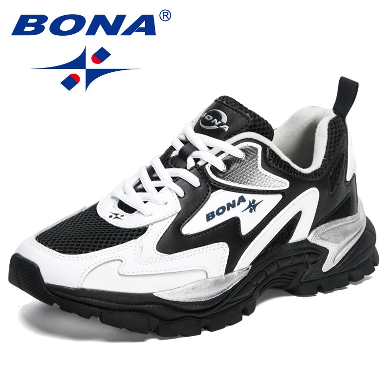 BONA 2023 New Designers Mesh Running Shoes Breathable Training Shoes Men Lightweight Sneakers Non-Slip Tennis Walking Shoes Man