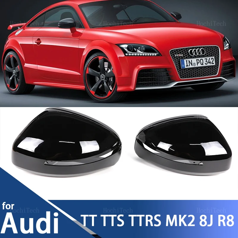 

Replacement Style Carbon Fiber Mirror Cover Covers Bright Black Side Mirror Caps for Audi TT TTS TT RS 8J MK2 07-14, R8 42 07-15