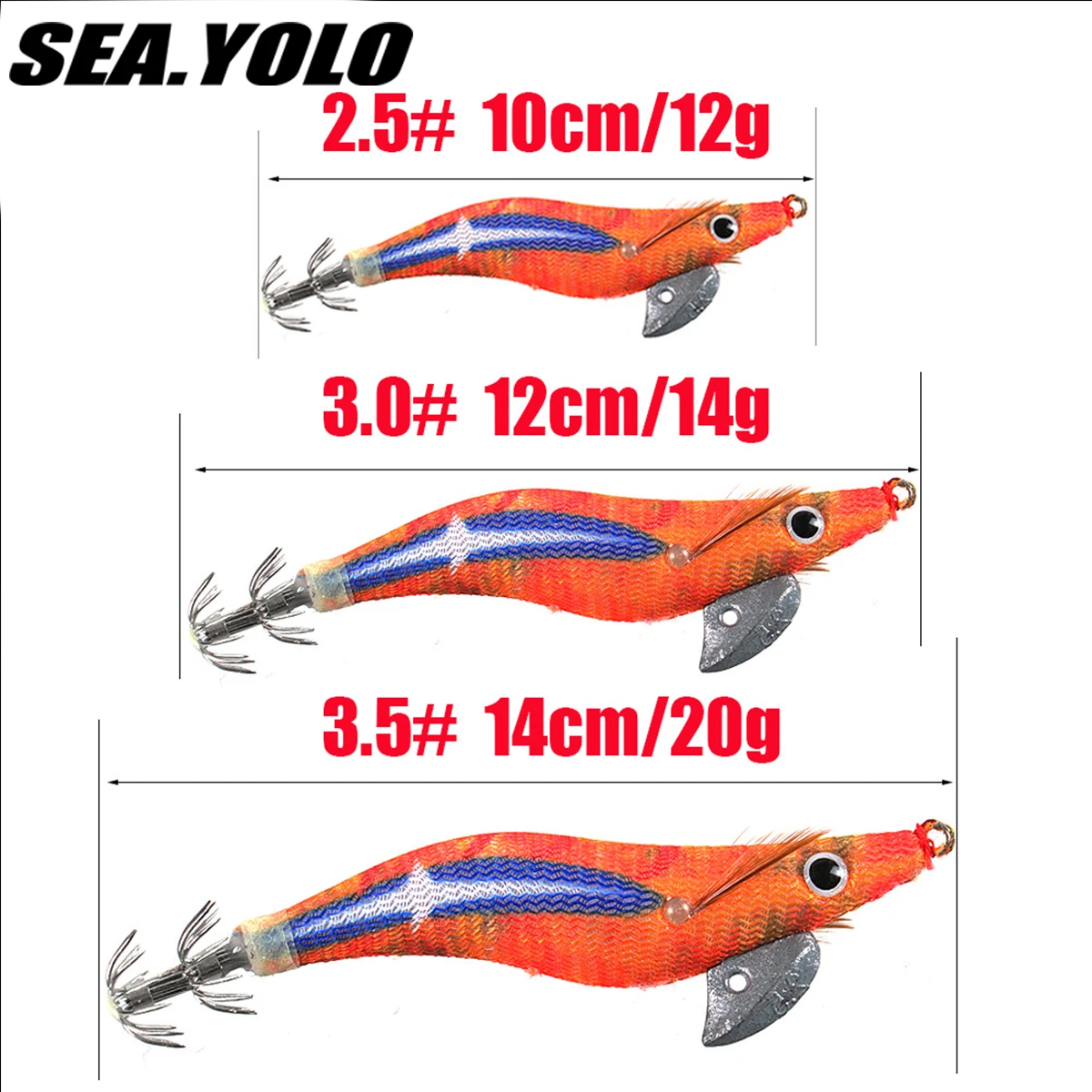 Sea.Yolo Artificial Squid Jig Luminous Wooden Shrimp 3.0# 3.5# Squid Fishing Lure Noctilucent Squid Cuttlefish Lure For Octopus