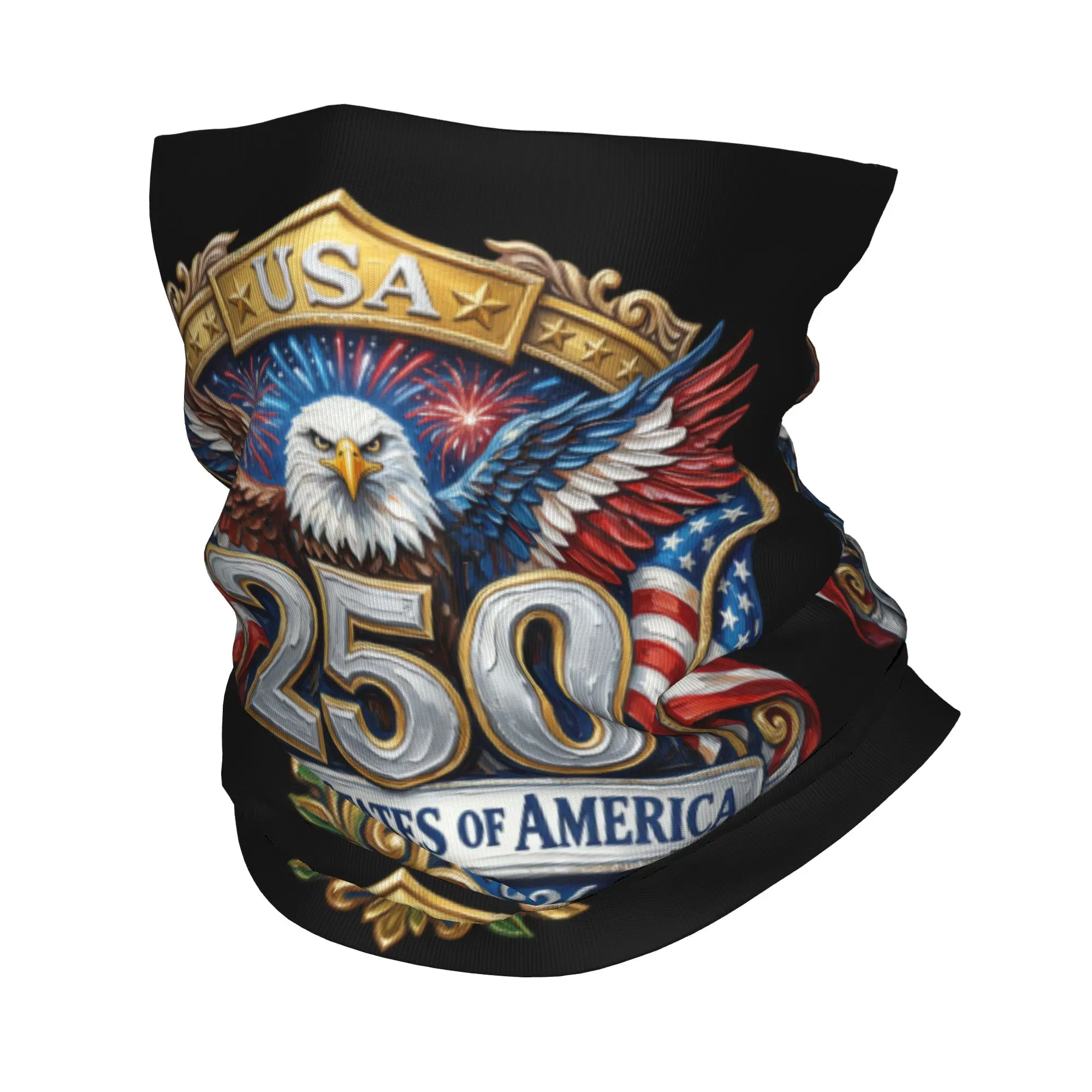250 Years of Freedom 1776-2026 Eagle Bandana Neck Gaiter Printed Independence Day Balaclavas Wrap Scarf Warm for Men Women