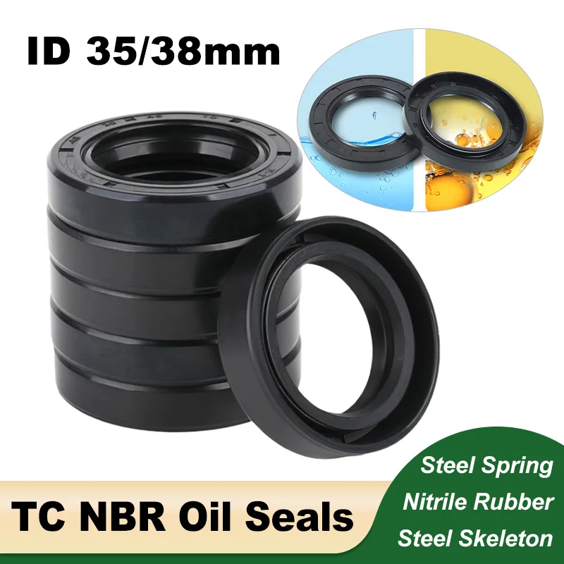 TC-35/38mm NBR Oil Seal OD 42mm - 80mm Oil-resistant Nitrile Rubber Skeleton Double Lip Shaft Sealing Gaskets THK 5/7/8/10/12mm