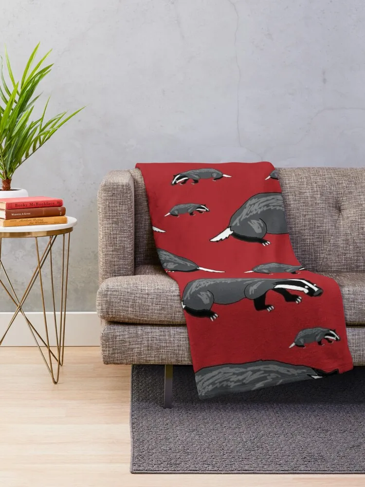 Save The Badgers Red Cartoon Throw Blanket Flannels christmas gifts Stuffeds Furrys Blankets