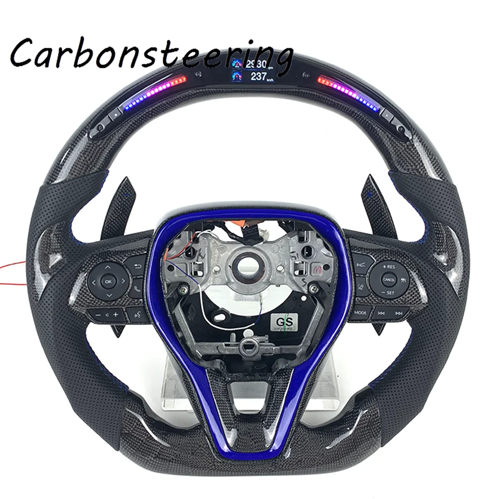 

For Toyota Harrier Venza RAV4 Highlander Kluger Camry Corolla Avalon Cars Accessories customized carbon fiber steering wheel LED