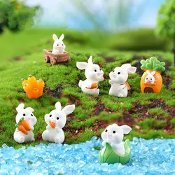 Cartoon Carrot Rabbit Figurines Resin Handmade Bunny Micro Landscape Ornaments Realistic Mini Mini Carrot Decoration Garden