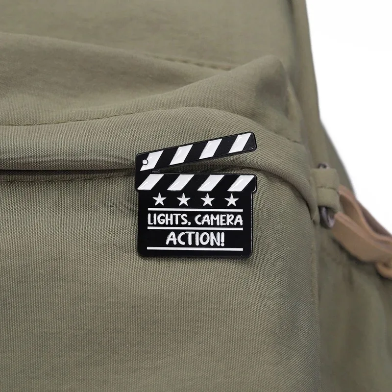 Lights Camera Action Enamel Pins Movie Director Props Cartoon Film Shooting Tools Brooch Creative Backpack Lapel Badge for Gift