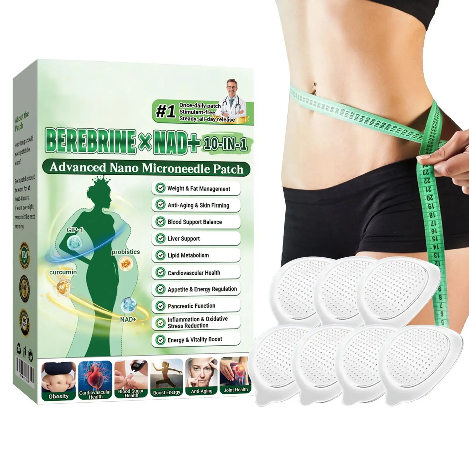 Long Lasting Body Microneedling Patches 7Pcs 10 in 1 Natural Solution Microneedle Patch For Body Beauty For Women Adults