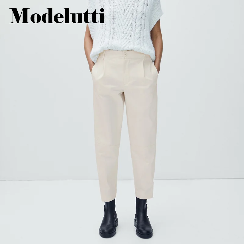 

New Spring 2023 Autumn Fashion Solid Color Cropped Trousers Cargo Pants Pocket Simple Casual Pants Bottoms Women