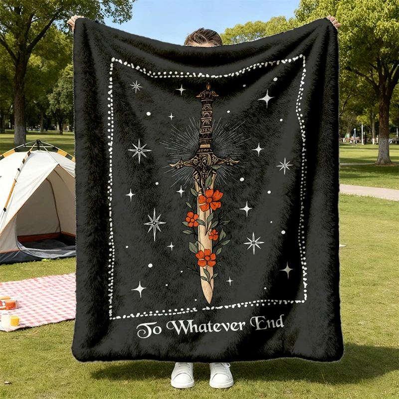 Throne Of Glass To Whatever End Floral Flannel Blanket, Flower Aelin Quote Flannel Throw, Gift For Rhysand Fan