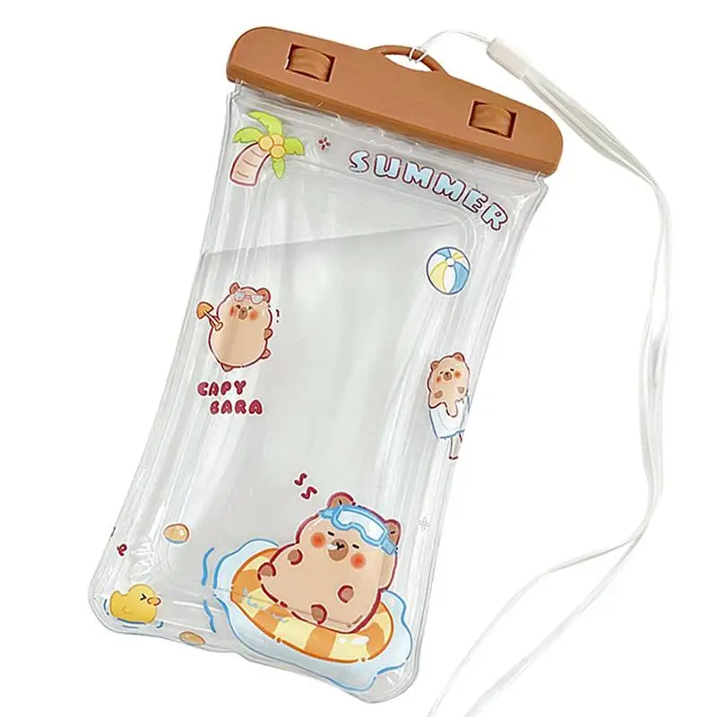 Capybara Floating Waterproof Phone Case Swimming Water Proof Bag Universal Underwater Phone Protector Pouch With Lanyard