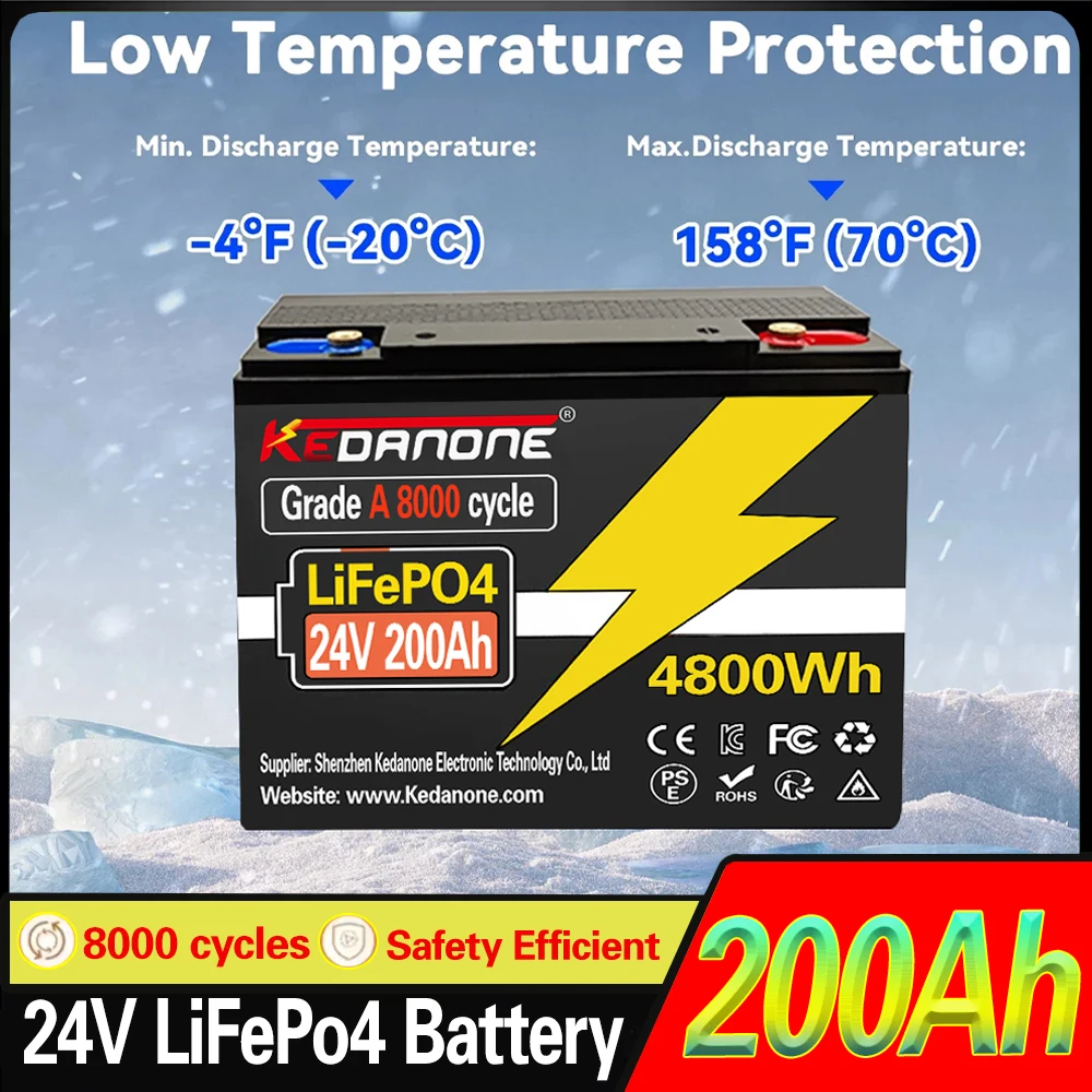 🥉 Batteria LiFePO4 da 200 Ah incorporata BMS 32700 24 V RV Ricaricabile Al Litio Ferro Fosfato Sistema di Energia Solare RV Casa Traina Mo