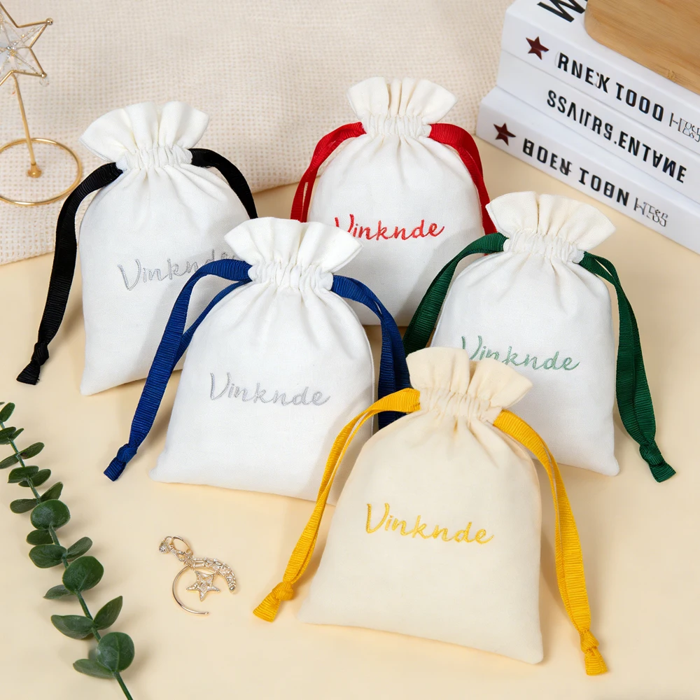 

Оптовые холщовые мешочки на шнурке, белые хлопковые мешочки-пыльники с логотипом, 8x10 см, мягкие, для упаковки серег, браслетов, очков